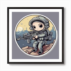 Soldier Girl With A Gun Art Print