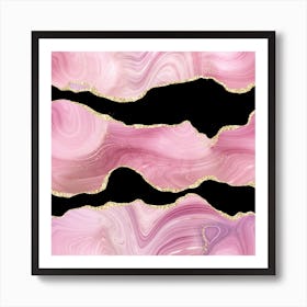 Pink & Gold Glitter Agate Texture 04 Art Print