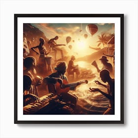 Group Of People Playing Music Art Print