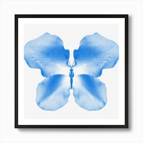 Blue Rose Petal Butterfly Art Print