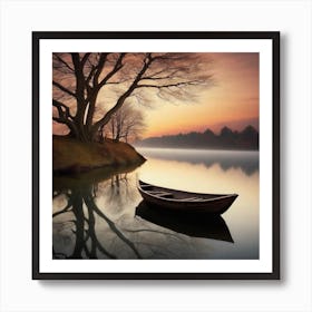 Boat On A Lake Art Print
