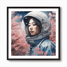 Asian Girl In Spacesuit 1 Art Print