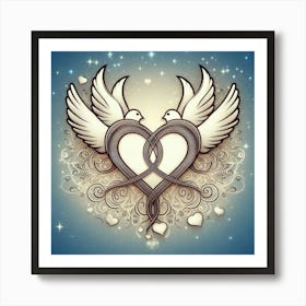 Doves In A Heart Art Print