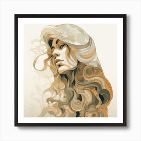 That Vibe by F Parrish | line art | female art | female head | retro art | neutral colours | FParrish Art Prints Art Print