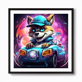 Fox In A Car Art Print