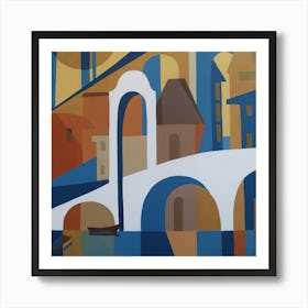 Br�cke 100x100 �l Auf Leinwand Art Print