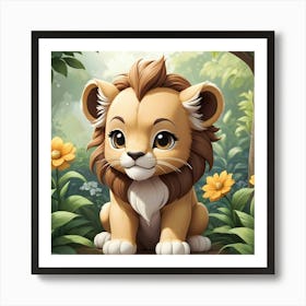 Chibi Lion Cub Art Print