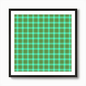 Green Gingham Fabric 1 Art Print