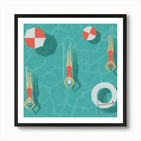 Swimming Pool Flat Design Illustration Art Print