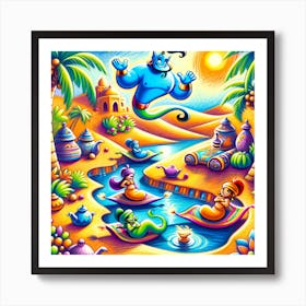 Super Kids Creativity: Friendly genies and magic carpets Art Print