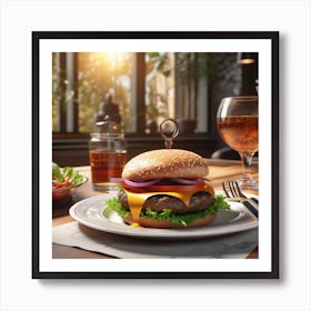 Hamburger On A Plate 197 Art Print