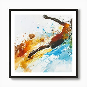 Runner In The Air Watercolor Poster