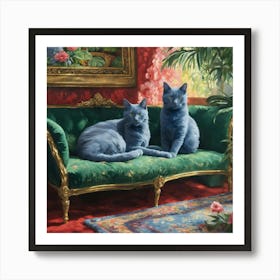 Pair of Blue cats Art Print