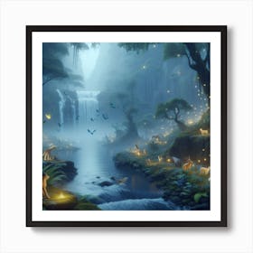 Forest At Night 1 Art Print