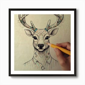 Deer Drawing 20 Art Print