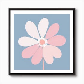 A White And Pink Flower In Minimalist Style Square Composition 174 Art Print