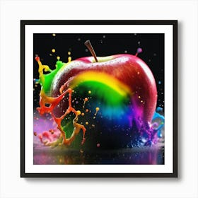 Rainbow Apple Art Print