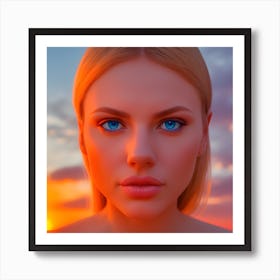 Portrait Of A Woman With Blue Eyes Art Print