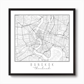 Bangkok Thailand Street Map Art Print