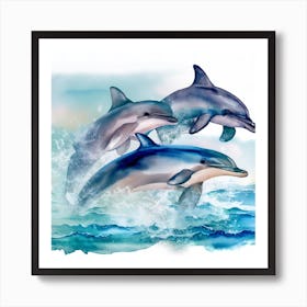 Marine Muse: Dancing Dolphins 1 Art Print