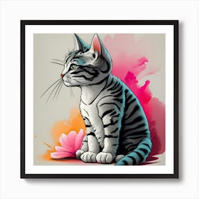 Striped Cat Art Print