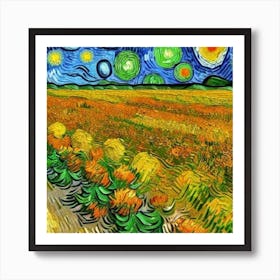 Starry Night In The Field Art Print