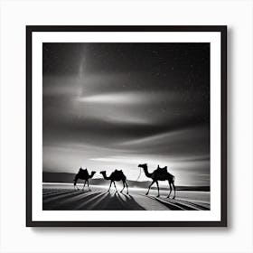 Camels In The Desert 3 Art Print