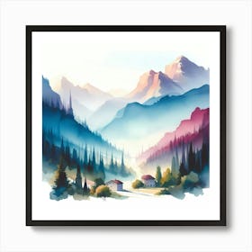 Watercolor Landscape Painting 23 Art Print