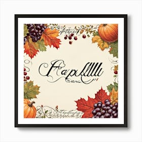 Calligraphic Lettering Of Happy Fall Season In Vintage Typography That Nutures A Decorative And F (5) Art Print