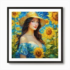 Sunflower Girlfgh Art Print