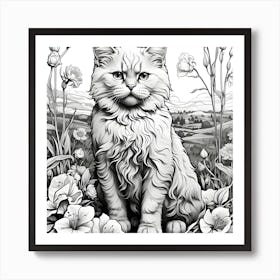 Cat In The Meadow Art Print