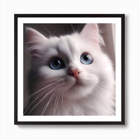 White Cat With Blue Eyes Art Print