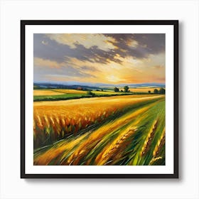 Sunset Wheat Field Art Print