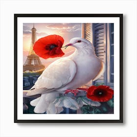 Dove In Paris Art Print