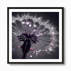 Frosted Dandelion in Black and White Art Print