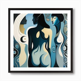 Three Nude Women Art Print