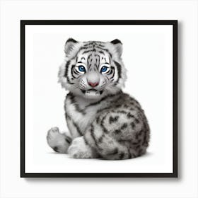 White Tiger Cub Art Print