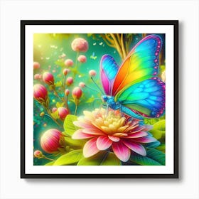 Colorful Butterfly On A Flower 1 Art Print