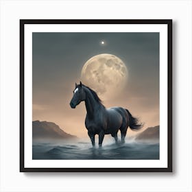 Horse In The Water Art Print