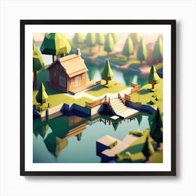 Low Poly House 4 Art Print