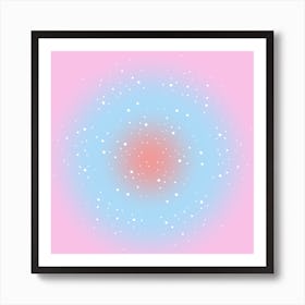 Pink Galaxy With Stars Abstract Baby Blue Art Print