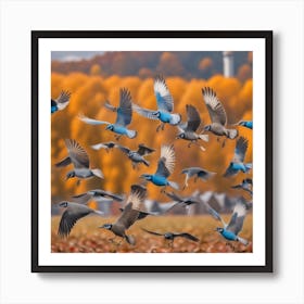 Flock Of Birds In Flight Art Print