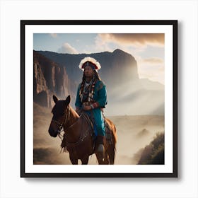 Indian Man On Horseback 5 Art Print