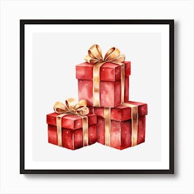 Watercolor Christmas Gift Boxes 6 Art Print