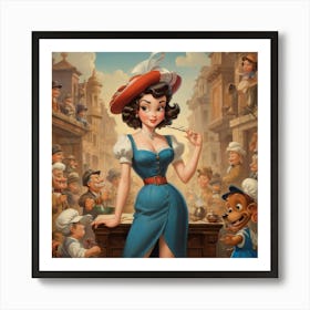 Snow White And The Seven Dwarfs paintings art print Art Print