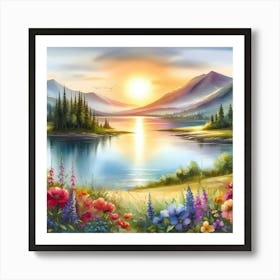 Sunset By The Lake 15 Art Print