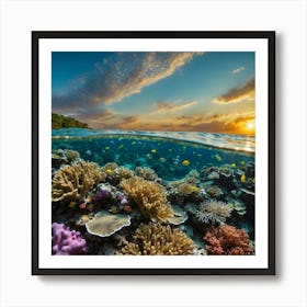 Default Want A Picture Of The Coral Reef At Sunset 1 Art Print