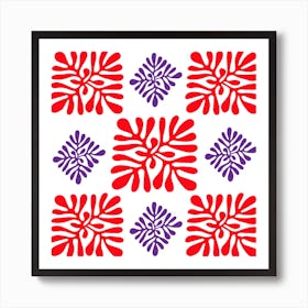 Red And Purple Floral Pattern Art Print