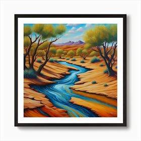 Desert Serenity: River’s Melody Through Sun-Kissed Sands Art Print