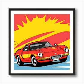 Comic-Style Sports Car with Action Lines Poster